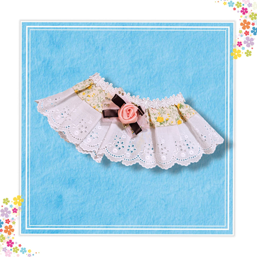 犬猫用つけ襟 (スタイ) 【完成品・M～L】 可愛い お花柄 フリル 綿