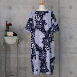 一点物　浴衣　有松絞り　ワンピース ハンドメイド　ロング　シンプル　白　個性的 一点物 浴衣 有松絞り ワンピース ハンドメイド ロング シンプル