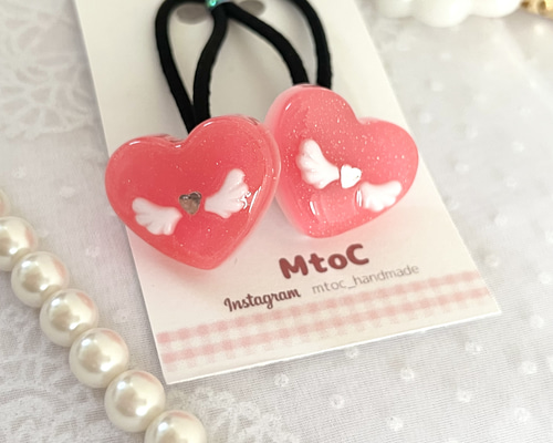 レジン エンジェルハートヘアゴム キッズ ベビー 】子供 ヘア