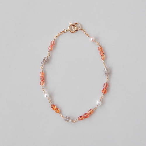 9月誕生石〗オレンジサファイア・ブラウンジルコン・淡水パール