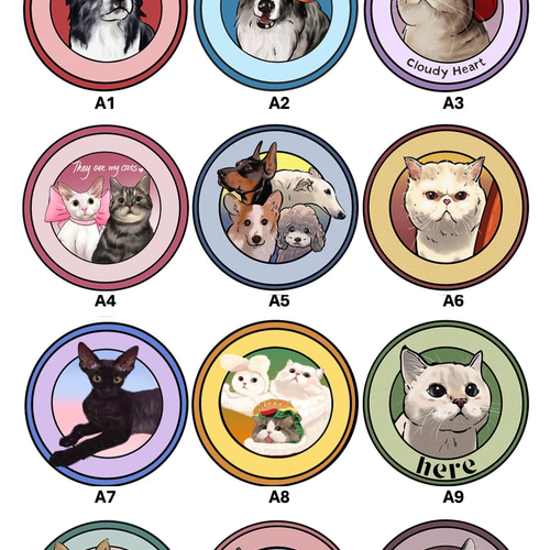 愛犬・愛猫そっくりラグ（円形）、犬、猫、小動物 カーペット・絨毯