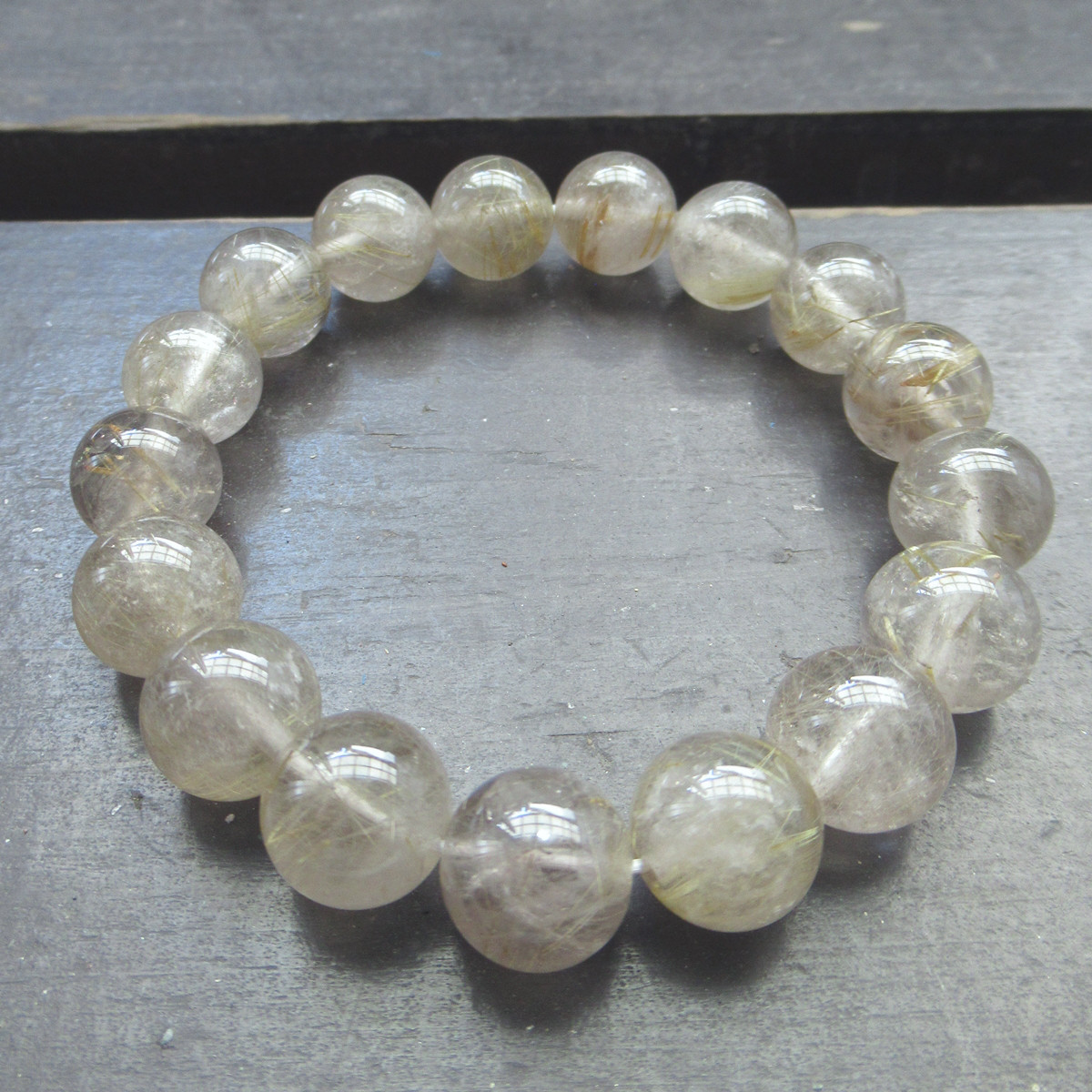 12ミリ玉　ルチルクォーツブレスレット　天然石