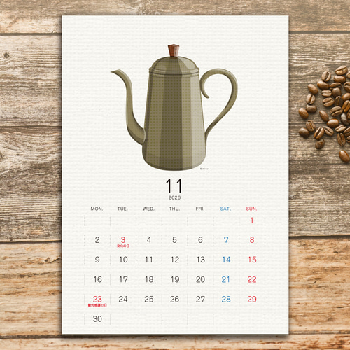 珈琲カレンダー2026【A5サイズ】 カレンダー とりごえ雑貨店 通販