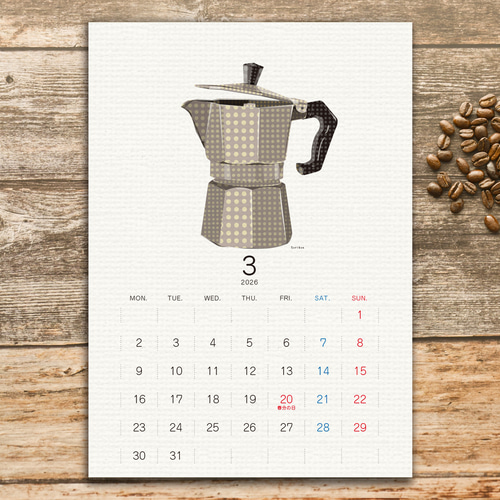 珈琲カレンダー2026【A5サイズ】 カレンダー とりごえ雑貨店 通販