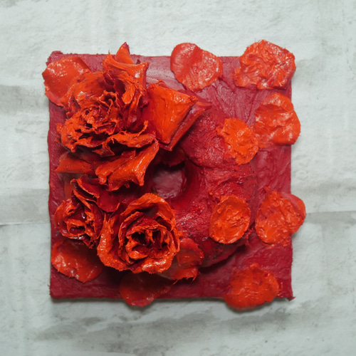 油絵 油彩 絵画 立体アート【薔薇のドーナツ】 絵画 HR 通販