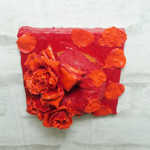 油絵 油彩 絵画 立体アート【薔薇のドーナツ】 絵画 HR 通販