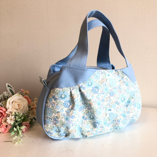 ラウンドバック リバティーブルー系 あおりタイプ トートバッグ tumugi  