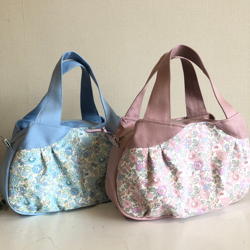 ラウンドバック リバティーブルー系 あおりタイプ トートバッグ tumugi  