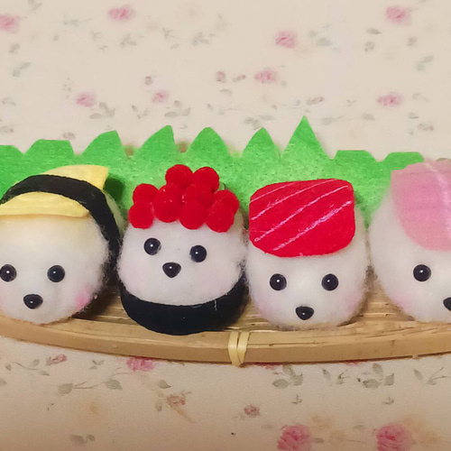 白アザラシのお寿司 羊毛・フェルト 羊毛フェルト ikuchia 通販