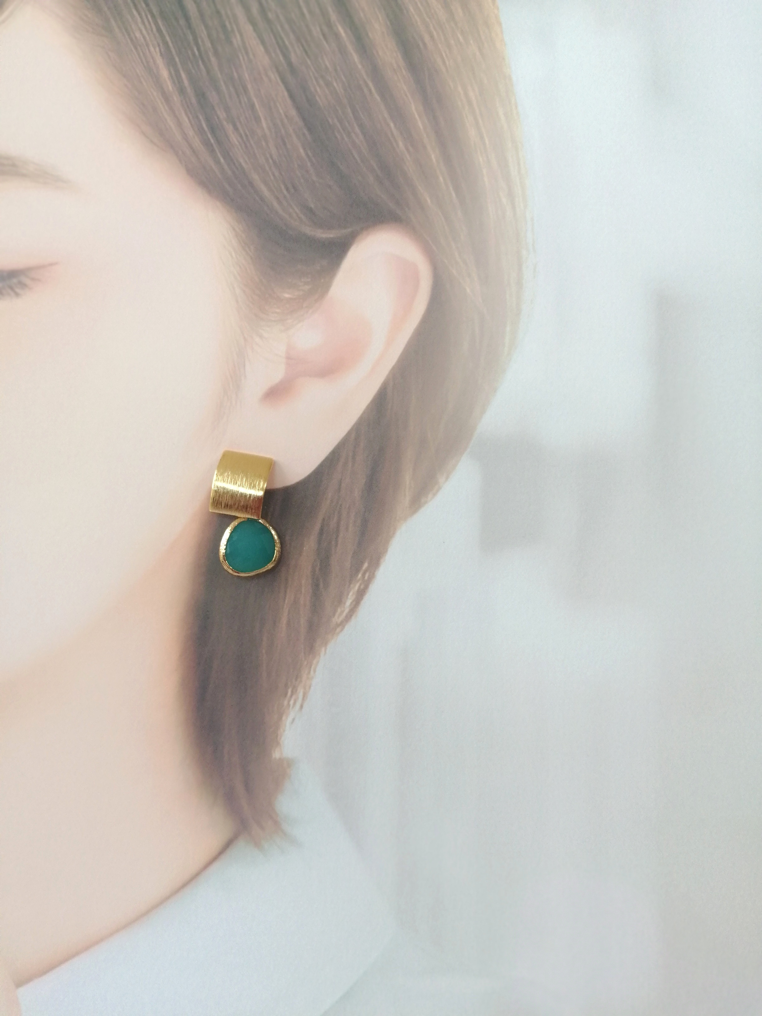 ✨ターコイズブルーゴールドピアス✨ ピアス（その他
