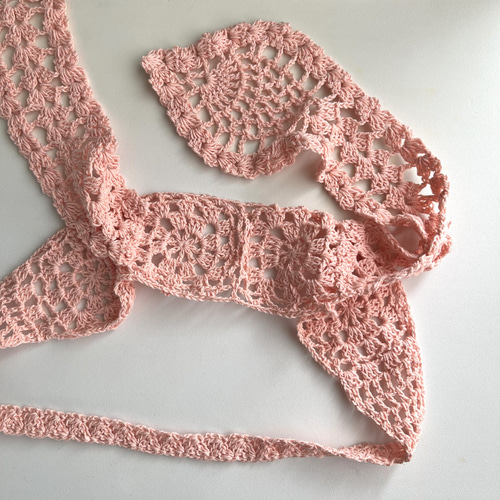 レース うさぎ耳 ニットヘッドドレス ピンク ヘアバンド・ターバン