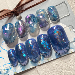 サイズオーダー】夕焼けと夜空のニュアンスネイルチップ オーロラ