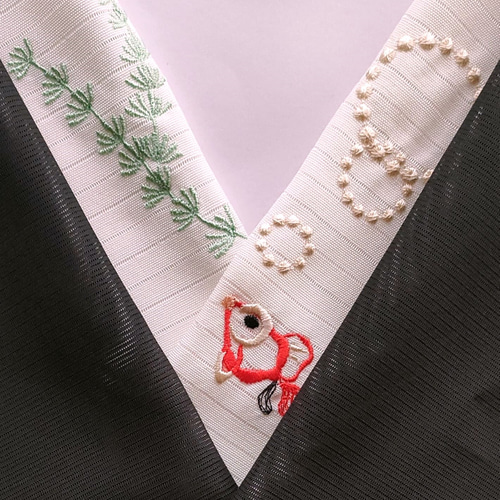 刺繍半衿 泡ぷく金魚(出目金) 絽 和装小物（帯・半襟） 刺繍好日