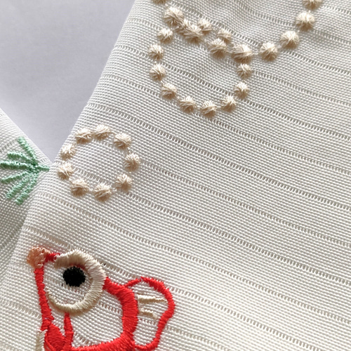 刺繍半衿 泡ぷく金魚(出目金) 絽 和装小物（帯・半襟） 刺繍好日