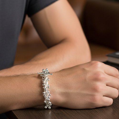 大人気 メキシカンジュエリー 銀 silver925 DNA ブレスレット