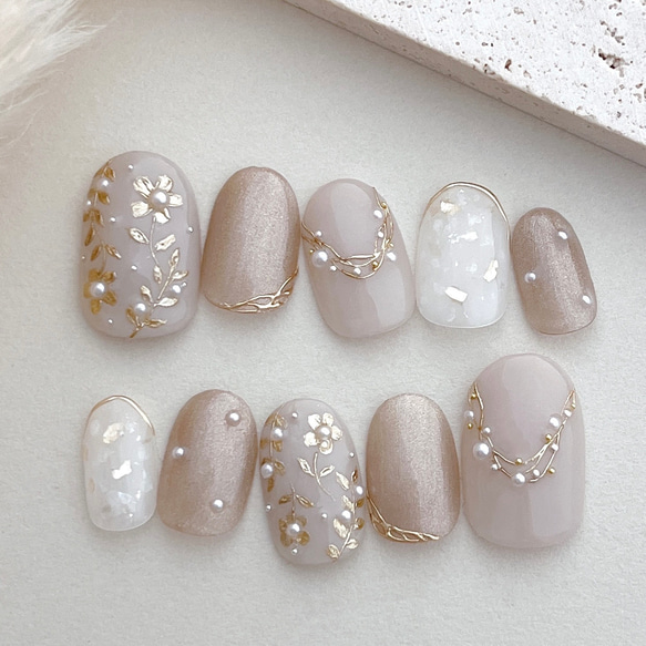 人気♡フラワー&リーフネイル ブライダル ウェディング 結婚式 入学式