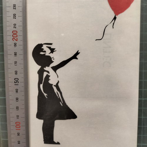 肉筆☆油絵☆F20号『赤い風船に手を伸ばす少女』右Banksy/模写
