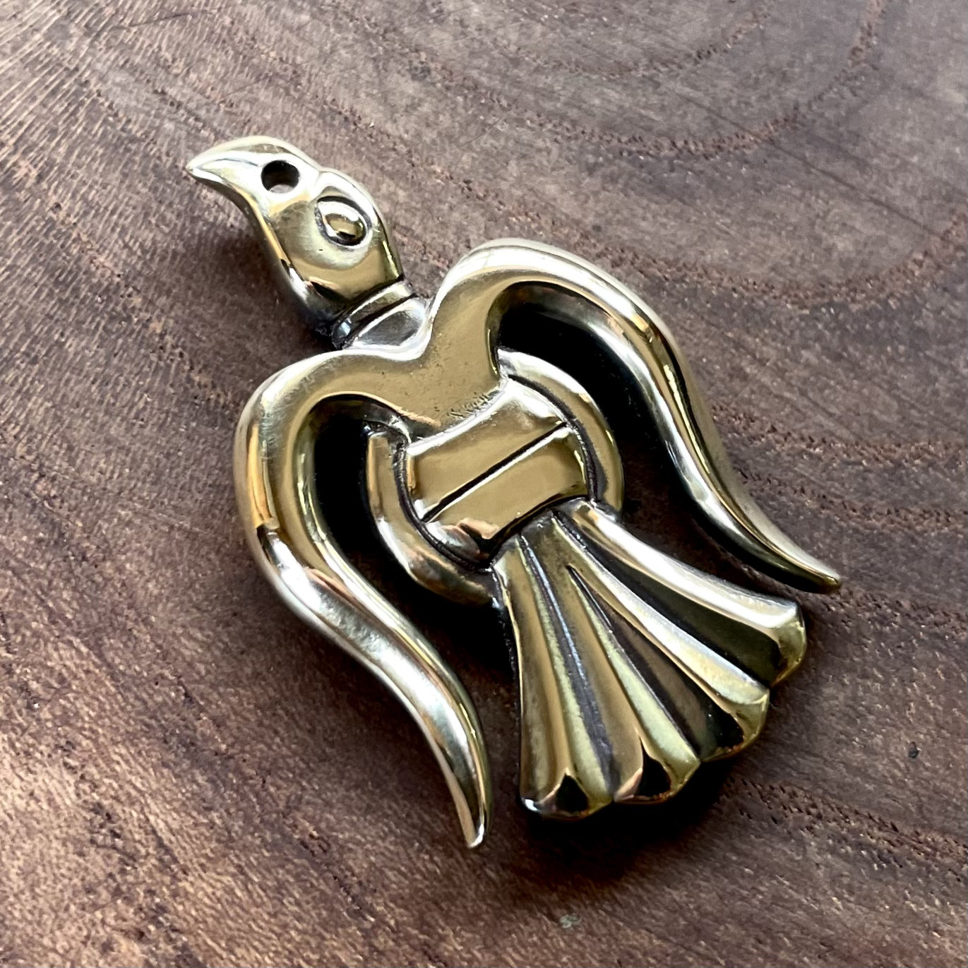 ヴァイキング ワタリガラス ペンダント［真鍮］鹿革紐付 チェーン変更可／フギン ムニン 北欧 アクセサリー