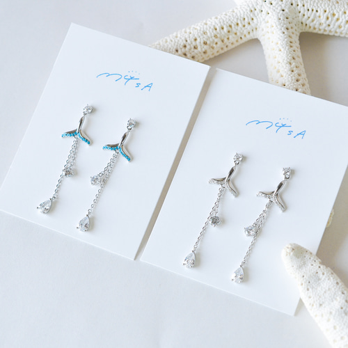 ホエールテールネックレス ターコイズブルー サージカルステンレス