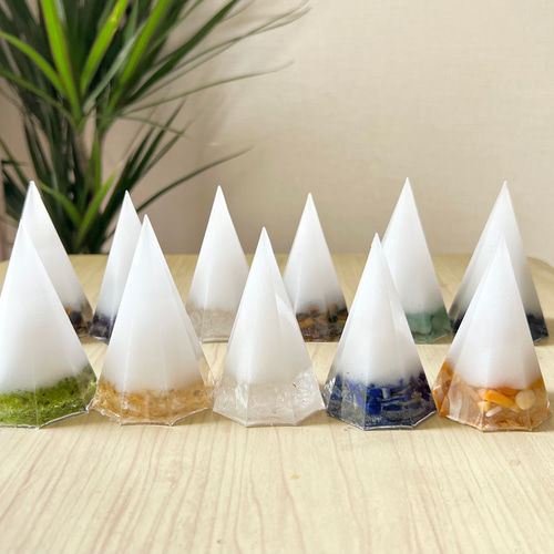 天然石が選べる盛り塩オルゴナイト〜神社の清塩使用 2個セット その他