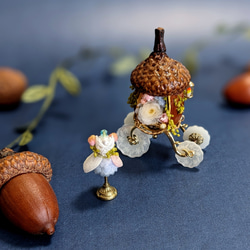 お花の妖精 どんぐり馬車とドレス ミニチュア どんぐりアート ドライ
