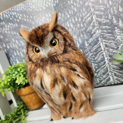 フクロウの置物羊毛フェルト製　ホワイトアメリカワシミミズク 19da5685d2836ddc891509cfaecf3d