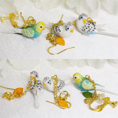 セミオーダー】セキセイインコのピアス・イヤリング イヤリング