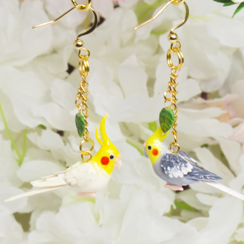 セミオーダー】オカメインコのピアス・イヤリング イヤリング