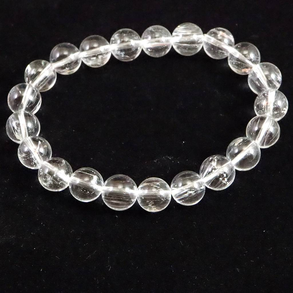 天然非加熱 クリアトパーズ 針入 9mmブレスレット 29.6g　　　 #25265
