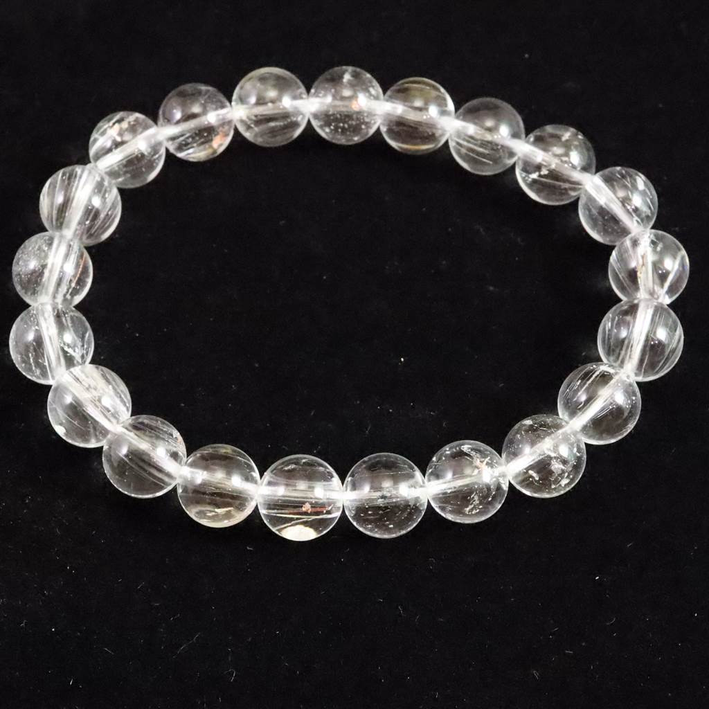 天然非加熱 クリアトパーズ 針入 9mmブレスレット 29.6g　　　 #25265