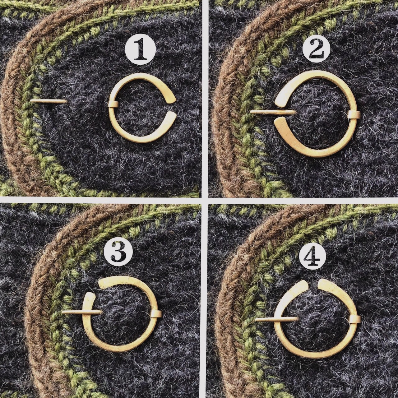 ヴァイキング ルーン彫刻 ピンブローチ［真鍮］／北欧 アクセサリー