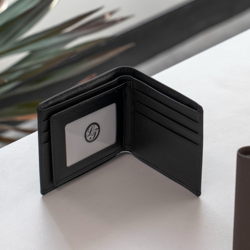 日本語 英語 ハングル 刻印 横型 縦型 名入れ メンズ 二つ折り 財布