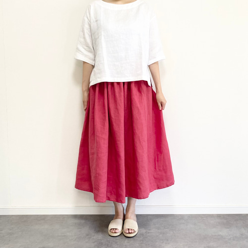 SLOBE IENA リネン100% フレア ロングスカート ピンク SLOBE IENA（スローブイエナ）の「European Linen ロングフレア