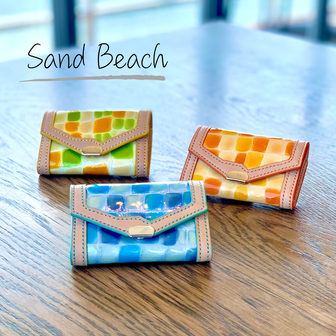 ステンドグラスレザーのミニウォレット(受注製作・国産高級本革栃木レザー・誕生日・就職祝い)