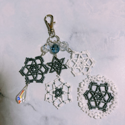 ビーズレーシングのチャーム(ネイビー＆ホワイト) 1枚目の画像