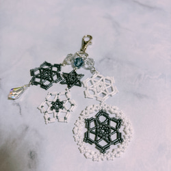 ビーズレーシングのチャーム(ネイビー＆ホワイト) 3枚目の画像