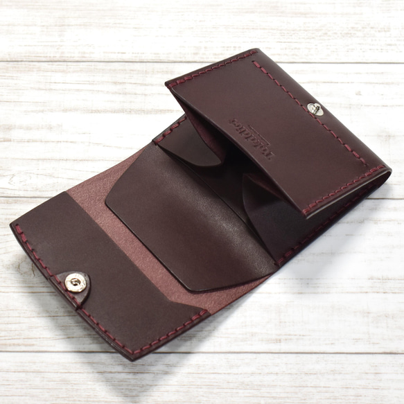 要領(容量)がいいミニウォレット カード6枚 二つ折り 薄め ボルドー イタリアンレザー【SALE】 