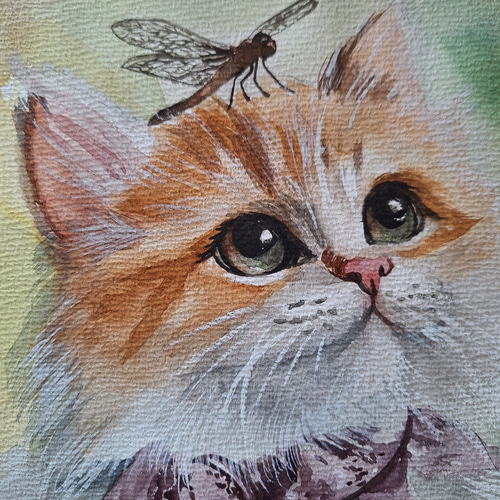 原画#3310 猫　雪　ニース　フランス　水彩画　ドローイング　インテリア　絵画 原画#3310 猫 雪 ニース フランス 水彩画 ドローイング