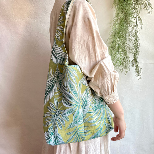 丸型ショルダーバック(ジャガード織地) SAFECOフランス製 草原小花柄ハイクラスジャガード織 マリンバッグ