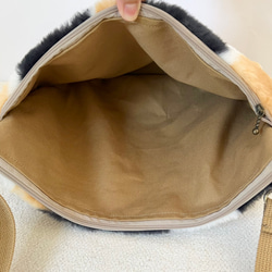 〈マチあり〉三毛猫　ボア　ショルダーバック akaneko  ファー　ハンドメイド　ゆめかわ 6枚目の画像