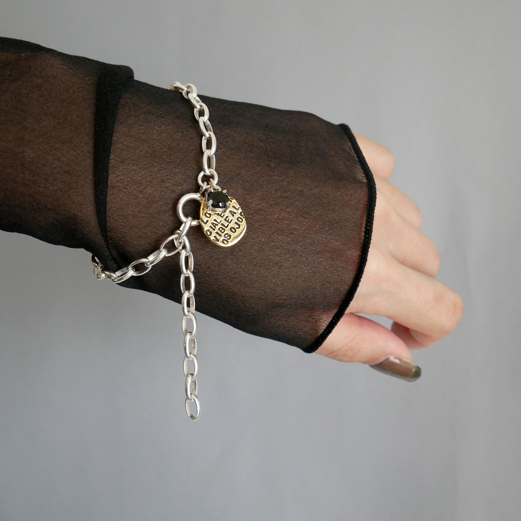 【送料無料】ワープチャーム チェーンブレス / silver×brass　B016