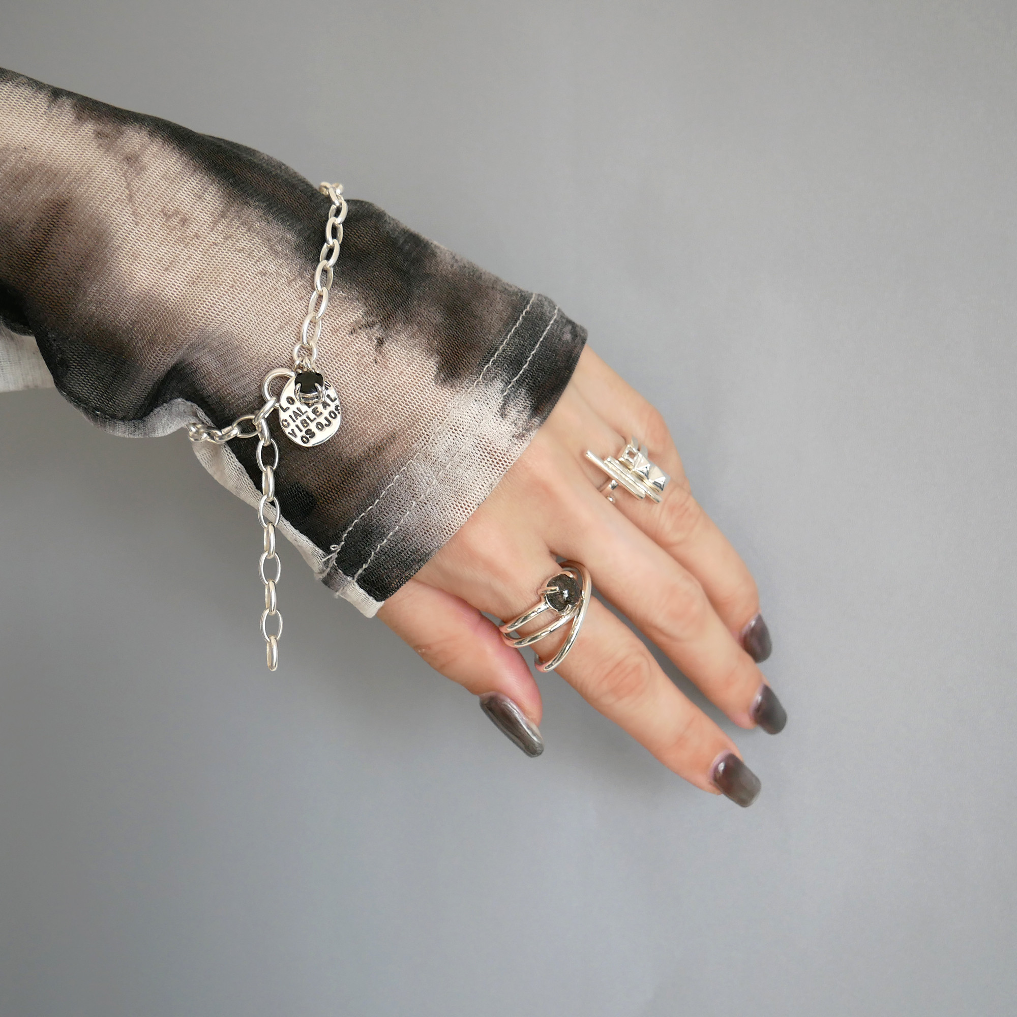 【送料無料】ワープチャーム チェーンブレス / silver　B016