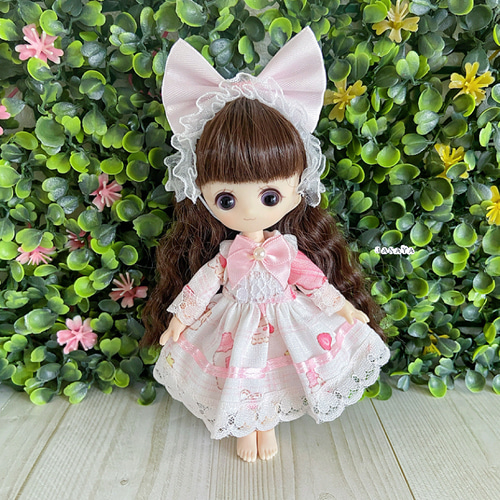 JANAYA ハンドメイド オビツ11服 薄いピンクワンピース 3点