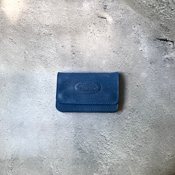 トラッカーウォレット ミニ財布 本革 コバルトブルー イタリアンレザー 