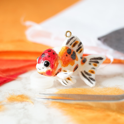 かわいい新作 和紙小物/アクセサリー『金魚（アズマニシキ・東錦）』 和紙ころ 小物・アクセサリー
