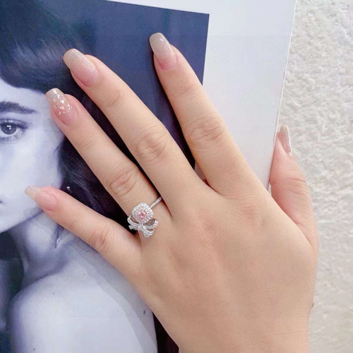 値下げ　GIA 鑑別書つき Dカラーダイヤモンド&ピンクダイヤモンドリング　9号 GIA 鑑別書つき Dカラーダイヤモンド&ピンクダイヤモンドリング9号