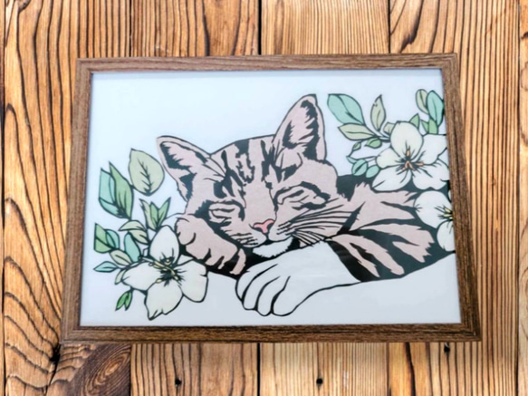 切り絵の一閑張り「猫」 切り絵の一閑張り「猫」 （切り絵の一閑張り・猫 - かごバッグ）