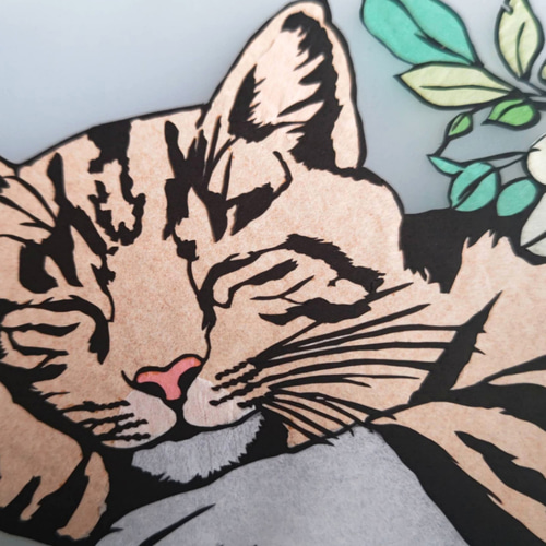 切り絵『猫と花』 切り絵 にゃー 通販 18087131｜Creema(クリーマ