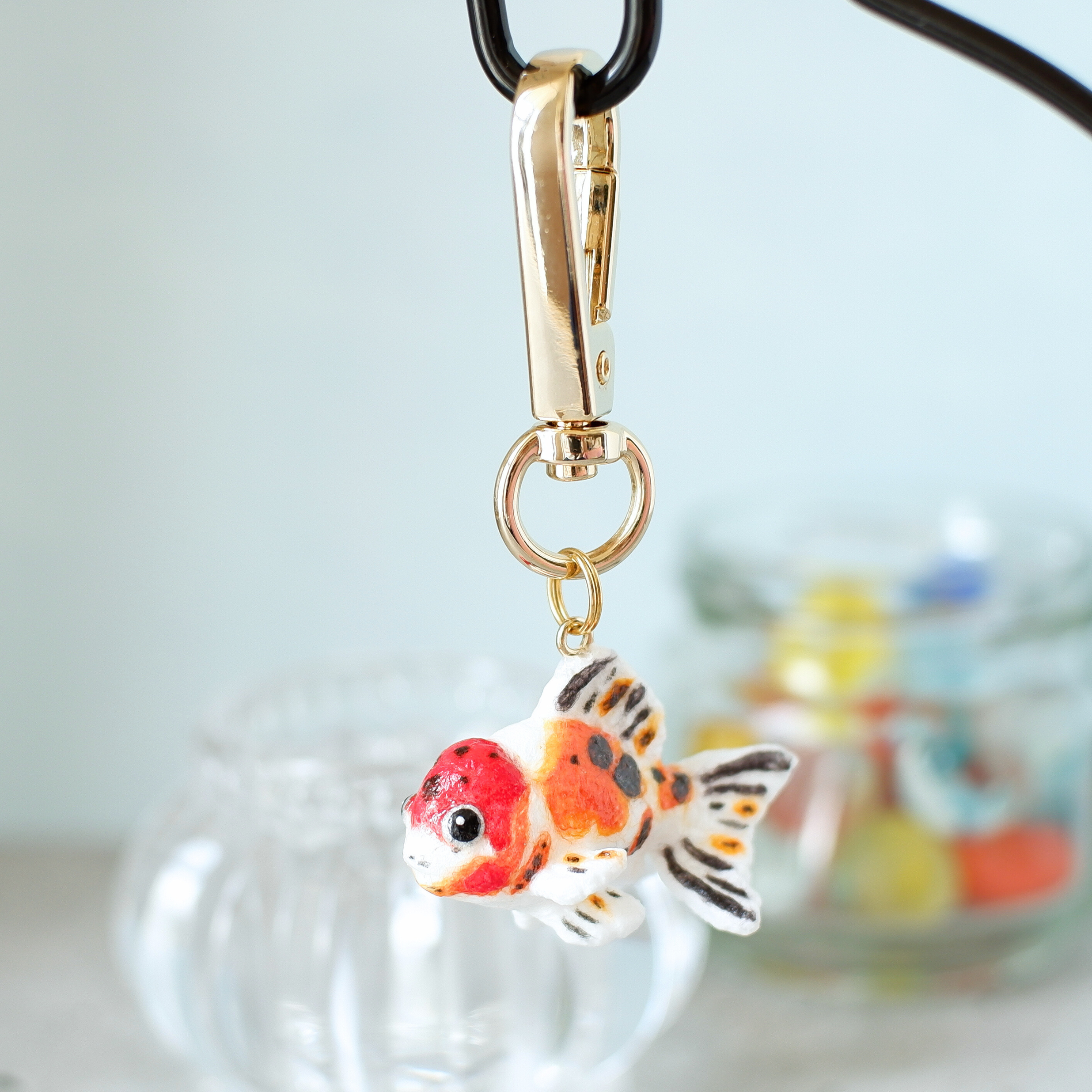 和紙小物/キーホルダー『金魚（アズマニシキ・東錦）』魚