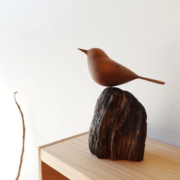 飛騨の木鳥(ことり) 大 ウォルナット その他置物 node 通販
